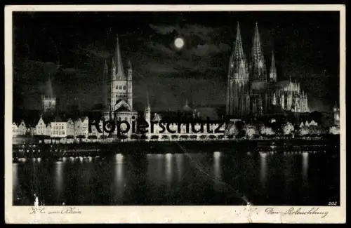 ALTE POSTKARTE KÖLN AM RHEIN DOM-BELEUCHTUNG MOND postcard cpa AK Ansichtskarte