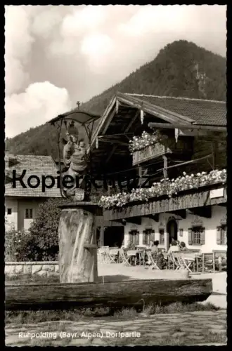 ÄLTERE POSTKARTE RUHPOLDING BAYRISCHE ALPEN DORFPARTIE Brunnen fontaine fountain cpa postcard AK Ansichtskarte