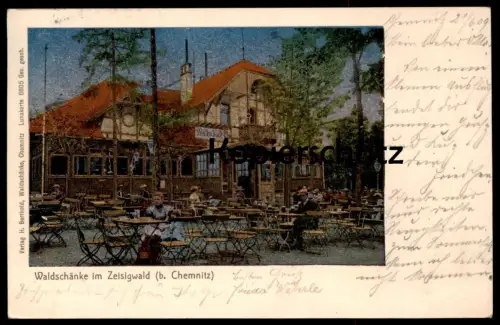 ALTE POSTKARTE WALDSCHÄNKE IM ZEISIGWALD BEI CHEMNITZ LUNAKARTE SILBERKARTE versilbert AK Ansichtskarte cpa postcard