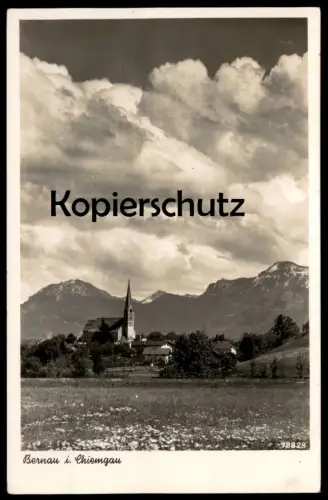 ALTE POSTKARTE BERNAU IM CHIEMGAU PANORAMA GESAMTANSICHT KIRCHE Chiemsee Wiese postcard Ansichtskarte cpa AK