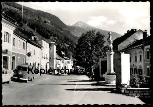ÄLTERE POSTKARTE SCHROTH KURORT OBERVELLACH IM MÖLLTAL HAUPTPLATZ Volkswagen VW Bus T1 Bulli Denkmal monument cpa AK