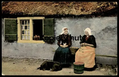 ALTE POSTKARTE GOOILAND FRAUEN TRACHT HUND HET GOOI Trachten traditional costume folklorique dog chien women AK postcard