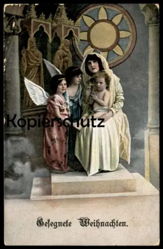 ALTE POSTKARTE GESEGNETE WEIHNACHTEN ENGEL MIT KIND angel ange girl child enfant Kinder enfants children cpa AK postcard