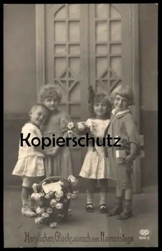 ALTE POSTKARTE HERZLICHEN GLÜCKWUNSCH ZUM NAMENSTAGE KINDER MÄDCHEN Namenstag child enfant children girl AK postcard cpa