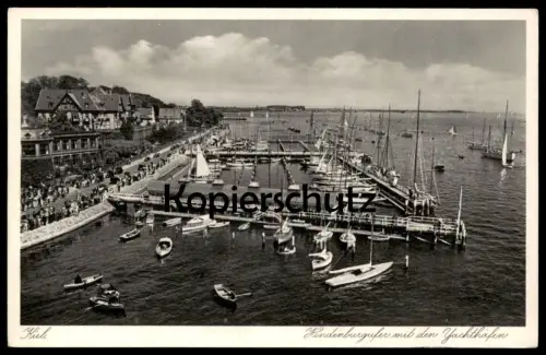 ALTE POSTKARTE KIEL HINDENBURGUFER MIT DEN YACHTHÄFEN HAFEN 1937 cpa AK postcard Ansichtskarte