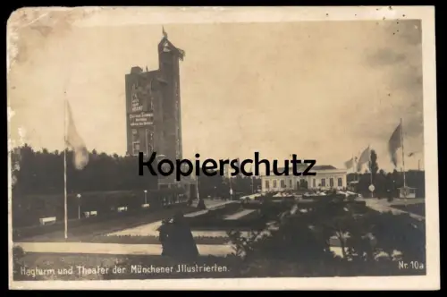 ALTE POSTKARTE HAGTURM UND THEATER DER MÜNCHENER ILLUSTRIERTEN PRESSA 1928 KÖLN Ansichtskarte cpa AK postcard