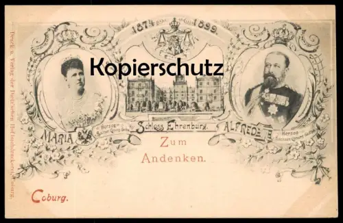 ALTE POSTKARTE COBURG ZUM ANDENKEN SCHLOSS EHRENBURG HERZOGIN MARIA & HERZOG ALFRED 1874-1899 postcard AK Ansichtskarte