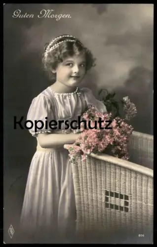 ALTE POSTKARTE GUTEN MORGEN MÄDCHEN BLUMEN Kind child enfant children Kinder enfants girl AK Ansichtskarte postcard cpa