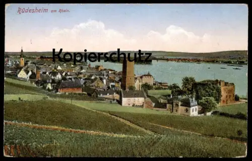ALTE POSTKARTE RÜDESHEIM AM RHEIN PANORAMA postcard Ansichtskarte AK cpa