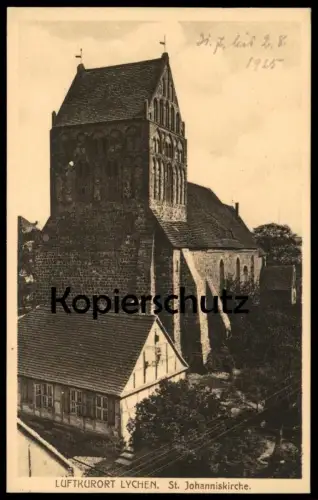 ALTE POSTKARTE LUFTKURORT LYCHEN 1925 ST. JOHANNISKIRCHE Kirche St. Johannis Fachwerkhaus Ansichtskarte postcard AK cpa