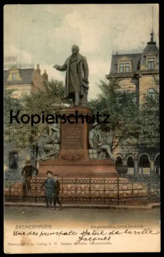 ALTE POSTKARTE BREMERHAVEN BÜRGERMEISTER SMIDT-DENKMAL Kinder Jungen boys children enfants monument postcard cpa AK