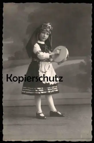 ALTE POSTKARTE MÄDCHEN MIT TAMBURIN ATELIER GIEGERICH NIEDER-INGELHEIM Kind gypsi tambourine traditional costume photo