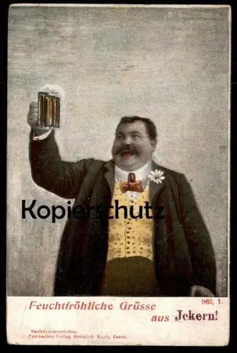 ALTE POSTKARTE GRÜSSE AUS ICKERN CASTROP-RAUXEL RECKLINGHAUSEN 20.03.1923 Bier beer mug Bierkrug Ansichtskarte postcard