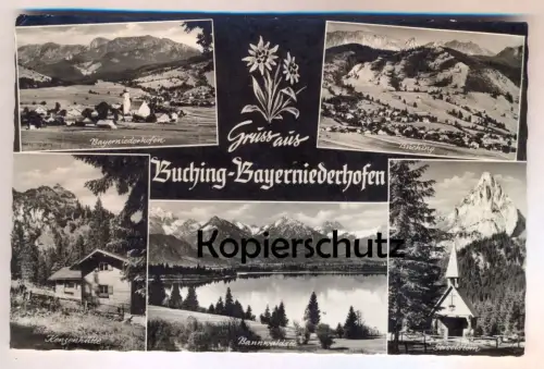 ÄLTERE POSTKARTE GRUSS AUS BUCHING-BAYERNIEDERHOFEN BANNWALDSEE KENZENHÜTTE GEISELSTEIN Halblech Ansichtskarte postcard