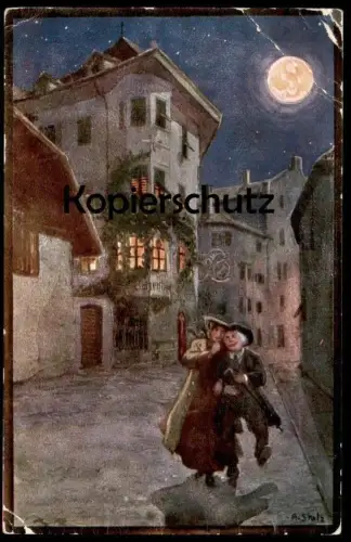 ALTE KÜNSTLER POSTKARTE BATZENHÄUSEL BOZEN CA DE BEZZI BOLZANO PAAR A. STOLZ Bazenhäusl couple Ehepaar cpa postcard
