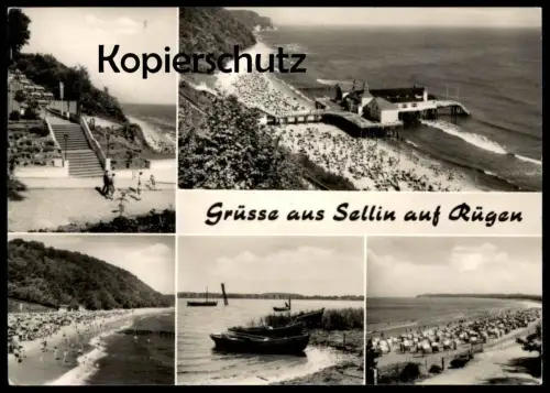 ÄLTERE POSTKARTE GRÜSSE AUS SELLIN AUF RÜGEN FISCHERBOOT FISCHERBOOTE STRAND cpa Ak Ansichtskarte postcard