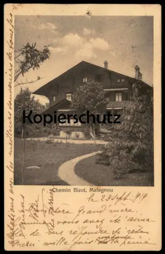 ALTE POSTKARTE CHEMIN BIZOT MALAGNOU GENÈVE GENF Stempel Rue du Rhone cpa AK Ansichtskarte postcard