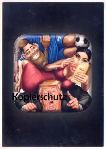 POSTKARTE DONALD TRUMP KIM KARDASHIAN PIERRE EMERICK AUBAMEYANG EDGAR WERBEKARTE N-TV Ansichtskarte postcard AK cpa