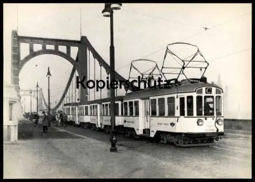 ÄLTERE POSTKARTE BILDSERIE VORORTBAHN KÖLN ZUG DER LINIE C NACH BERGISCH GLADBACH MIT NIEDERFLUR-BEIWAGEN AM ZUGENDE