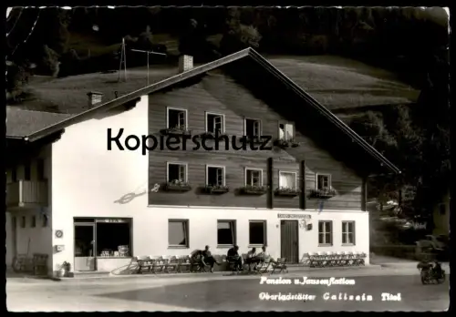 ÄLTERE POSTKARTE PENSION- UND JAUSENSTATION OBERLADSTÄTTER GALLZEIN TIROL Genbach Motorrad cpa AK Ansichtskarte postcard