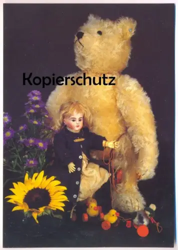 ÄLTERE POSTKARTE TEDDYBÄR TEDDY BÄR PUPPE AUKTION H. POESTGENS ÜBACH-PALENBERG bear ours doll cpa Ansichtskarte postcard