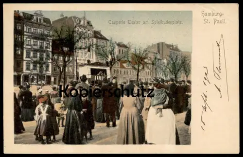 ALTE POSTKARTE HAMBURG ST. PAULI CASPERLE TEATER AM SPIELBUDENPLATZ Theater Kasper Kasperle Ansichtskarte cpa postcard