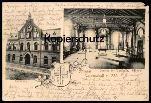 ALTE POSTKARTE ALTONAER TURNERSCHAFT V. 1880 INNERES DER TURNHALLE Hamburg Altona Turnen Sport cpa AK Ansichtskarte