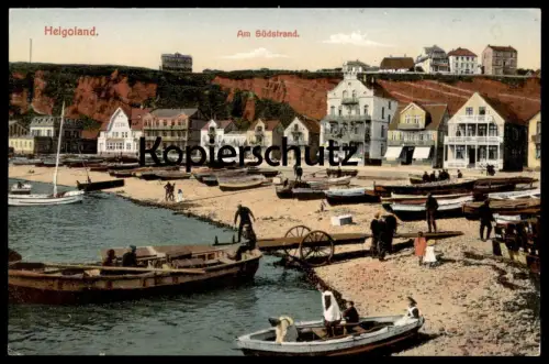 ALTE POSTKARTE HELGOLAND AM SÜDSTRAND FISCHER STEMPEL MARINELAZARETT HELGOLAND KAISERLICHE MARINE Ansichtskarte postcard
