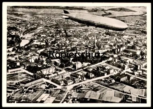 ÄLTERE REPRO POSTKARTE LUFTSCHIFF GRAF ZEPPELIN ÜBER RATIBOR Raciborz airship Ansichtskarte AK