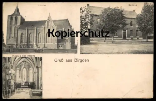 ALTE POSTKARTE GRUSS AUS BIRGDEN KIRCHE SCHULE INNERES DER KIRCHE ST. URBAN GANGELT postcard Ansichtskarte cpa AK