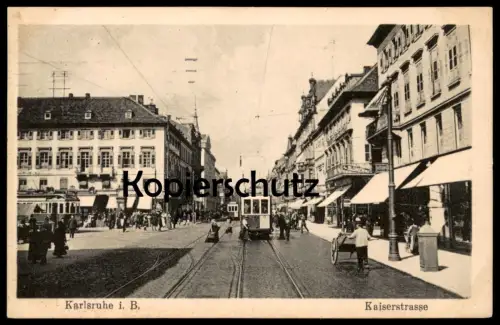 ALTE POSTKARTE KARLSRUHE I. B. KAISERSTRASSE STEMPEL BADISCHER LANDESVEREIN VEREINS-LAZARETT LUISENSCHULE cpa AK