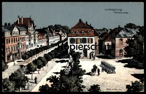ALTE KÜNSTLER POSTKARTE LUDWIGSBURG WILHELMSTRASSE SIGN. EUGEN FELLE Mondnacht cpa Ansichtskarte postcard AK