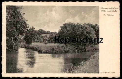 ALTE POSTKARTE MÜDEN ZUSAMMENFLUSS VON OERTZE UND WIETZE FLUSS Fassberg Ansichtskarte cpa AK postcard