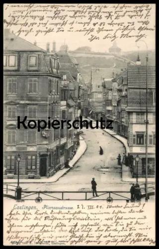 ALTE POSTKARTE ESSLINGEN PLIENSAUSTRASSE 1904 STEMPEL KÖNIGLICH WÜRTTEMBERGISCHE BAHNPOST cpa Ansichtskarte postcard AK