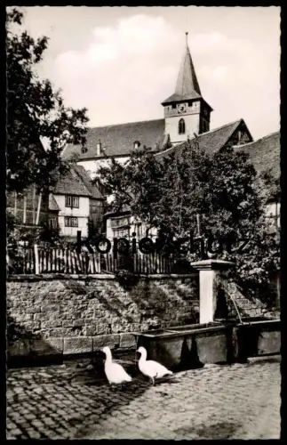 ÄLTERE POSTKARTE BAD KÖNIG IM ODENWALD GÄNSE AM BRUNNEN fountain fontaine Gans goose l'oie Ansichtskarte postcard cpa AK