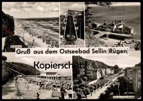 ÄLTERE POSTKARTE GRUSS AUS DEM OSTSEEBAD SELLIN RÜGEN AUFGANG KURHAUS WILHELM-PIECK-STRASSE Ak Ansichtskarte postcard