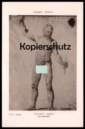 ALTE POSTKARTE MUSÉE RODIN AUGUSTE RODIN ACADÉMIE MÄNNLICHER AKT MANN nude man AK postcard cpa Ansichtskarte