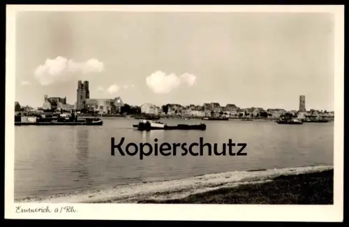 ÄLTERE POSTKARTE EMMERICH AM RHEIN PANORAMA Frachtschiff cargo ship Totalansicht Ansichtskarte cpa AK postcard