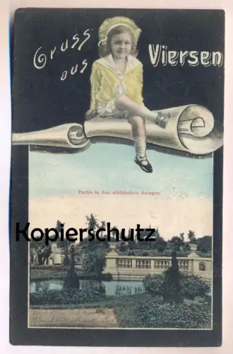 ALTE POSTKARTE GRUSS AUS VIERSEN PARTIE IN DEN STÄDTISCHEN ANLAGEN Mädchen girl fille postcard Ansichtskarte cpa AK