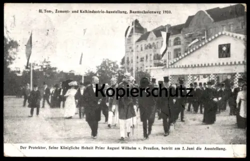 ALTE POSTKARTE BERLIN 1910 II. TON-, ZEMENT-, UND KALKINDUSTRIE-AUSSTELLUNG BAUMSCHULENWEG PRINZ VON PREUSSEN AK cpa