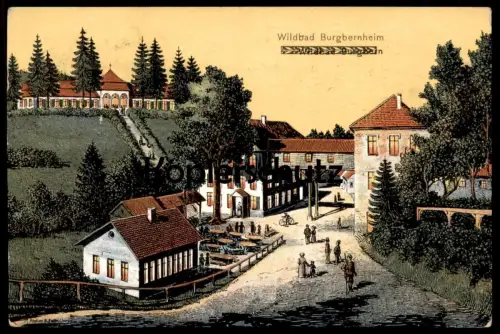 ALTE LITHO POSTKARTE WILDBAD BURGBERNHEIM EUGEN FELLE Isny Aurora Druckfehler postcard Ansichtskarte AK cpa