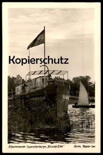 ALTE POSTKARTE BERLIN TEGELER SEE SCHWIMMENDE JUGENDHERBERGE HEINRICH ZILLE TEGEL postcard Ansichtskarte AK cpa