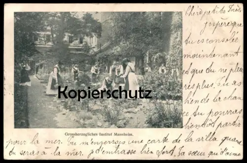 ALTE POSTKARTE GROSSHERZOGLICHES INSTITUT MANNHEIM Frauen arbeiten im Garten Gartenarbeit women gardening postcard