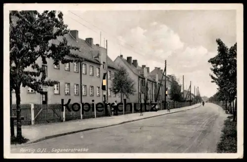 ALTE POSTKARTE PENZIG O./L. BEFLAGGUNG SAGANERSTRASSE Piensk Görlitz postcard Ansichtskarte AK cpa