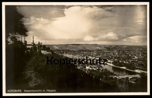 ALTE POSTKARTE WÜRZBURG GESAMTANSICHT MIT KÄPPELE Panorama Totalansicht Ansichtskarte postcard cpa AK