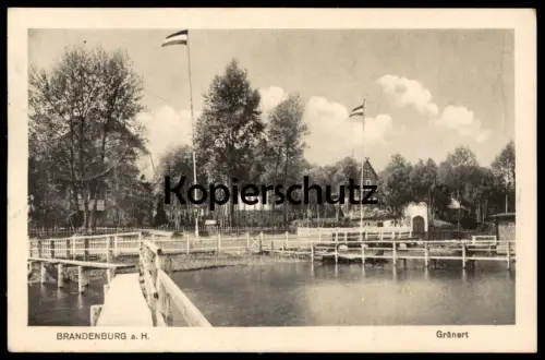 ALTE POSTKARTE BRANDENBURG AN DER HAVEL GRÄNERT FLAGGE STEG Ansichtskarte postcard cpa AK