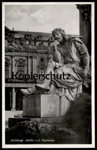 ALTE POSTKARTE WÜRZBURG DENKMAL WALTER VON DER VOGELWEIDE Walther Statue monument Dicher Lyriker postcard Ansichtskarte