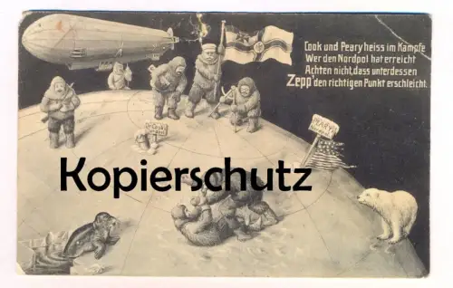 ALTE POSTKARTE POLAR EXPEDITION POLAIRES COOK PEARY NORDPOL ZEPPELIN OURS EISBÄR ROBBE SEAL cpa postcard Ansichtskarte