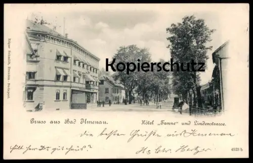 ALTE POSTKARTE GRUSS AUS BAD ILMENAU HOTEL TANNE UND LINDENSTRASSE 1899 cpa AK Ansichtskarte postcard