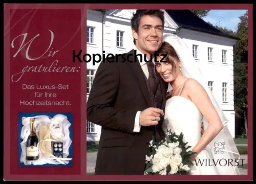 ÄLTERE POSTKARTE WILVORST WIR GRATULIEREN HOCHZEIT HEIRAT marriage wedding mariage Tattinger Champagner postcard cpa AK
